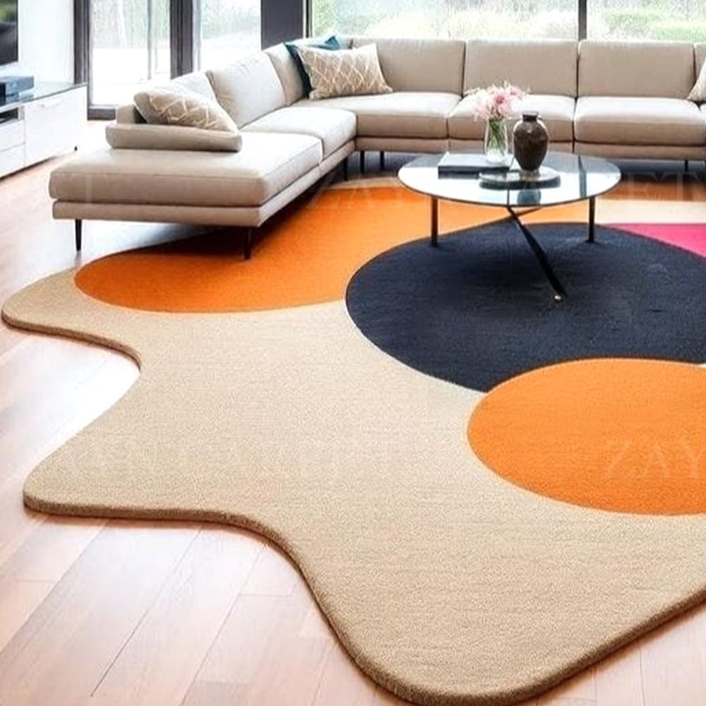 Handcrafted Organic Circle Abstract Living Room Rug
